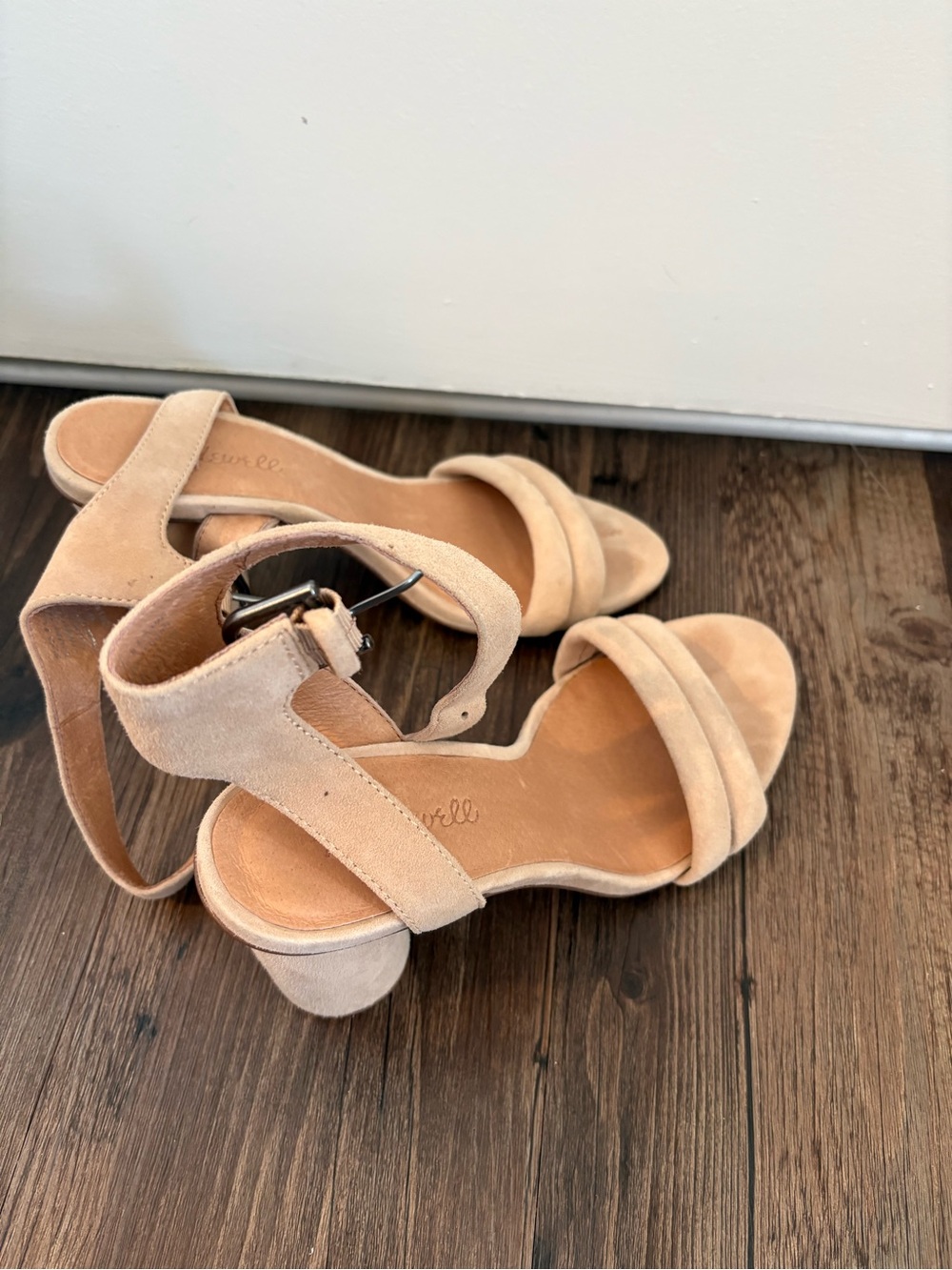 Madewell Beige Suede Block Heel Sandals